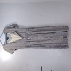 Vintage 80s Jamie Brooke Black Cream Gingham Button-Front Maxi Dress M